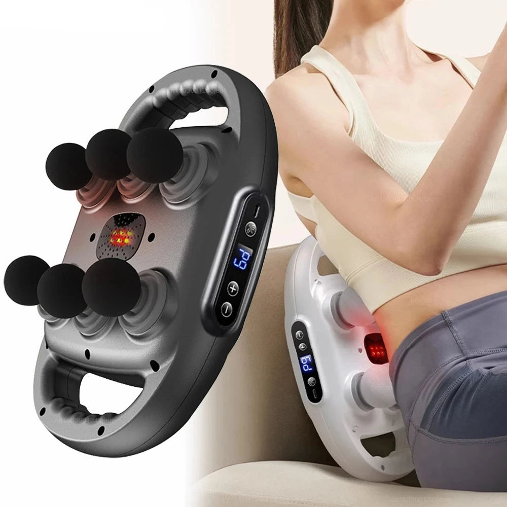 Fascia Gun Muscle Massager Gun High Frequency Back Waist Massage Machine Six-head Body Shoulder Professional Fascia Massage Gun